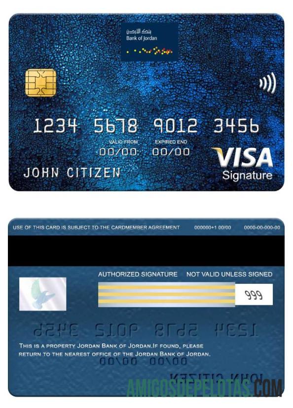 Jordan Bank Of Jordan Visa Signature Card sample